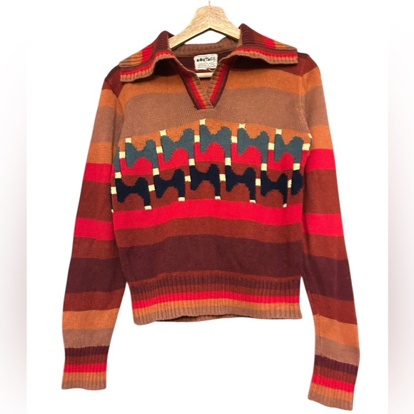 MONTAGE Vintage 70s 80s Retro Fitted Shawl Neck Sweater - Picture 10 of 13